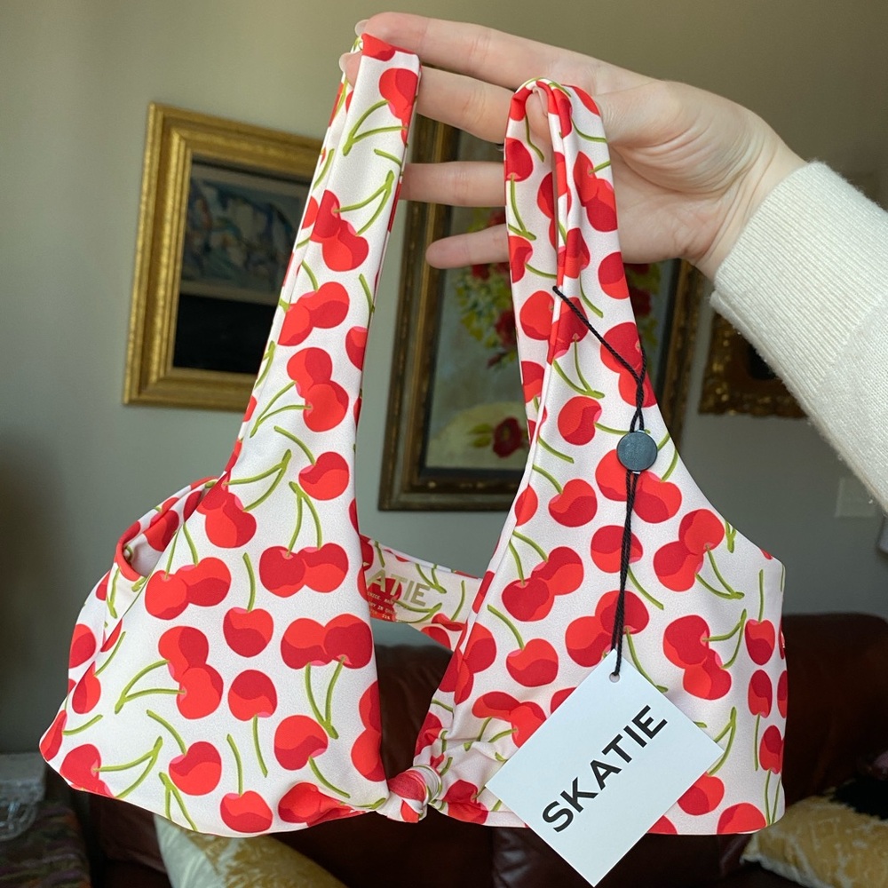 Skatie Cherry Print Bikini Top